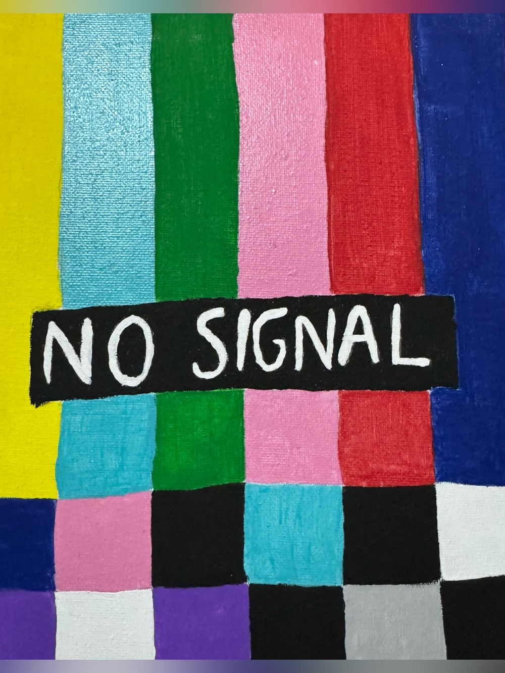 Color Block "NO SIGNAL" Hand Painted - Picture 3 of 4